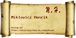 Miklovicz Henrik névjegykártya